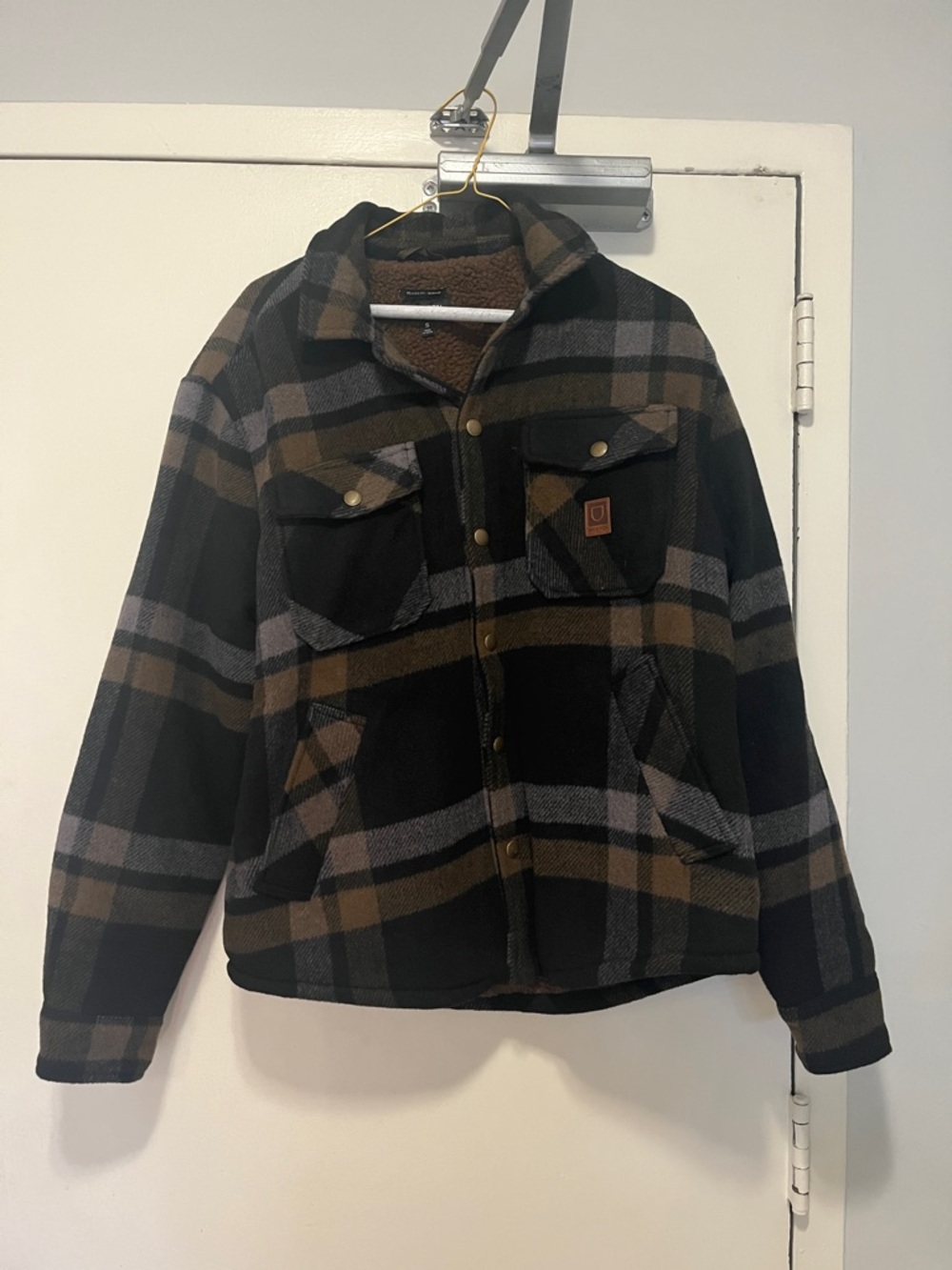 Brixton Black Brown Plaid Lightweight Shirt Jacket